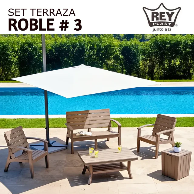 SET ROBLE # 03 (SILLON 1 CUER. X 2 + SILLON 2 CUERP. + MESA CENT ROBLE + MES AUXILIAR) - Imagen 4