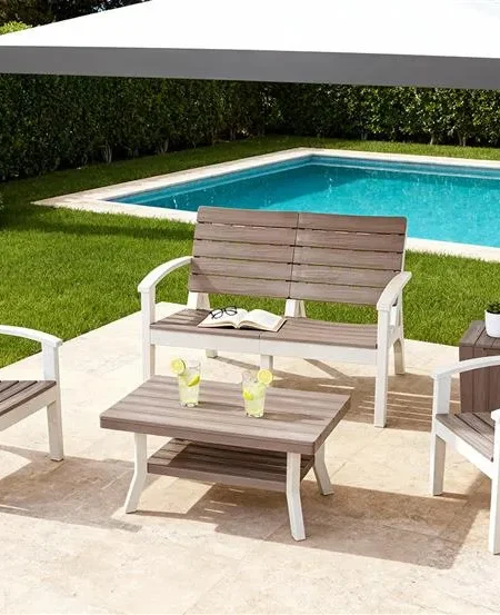 SET ROBLE # 03 (SILLON 1 CUER. X 2 + SILLON 2 CUERP. + MESA CENT ROBLE + MES AUXILIAR)