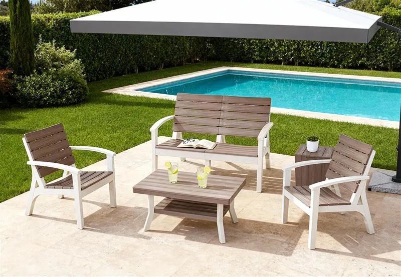 SET ROBLE # 03 (SILLON 1 CUER. X 2 + SILLON 2 CUERP. + MESA CENT ROBLE + MES AUXILIAR)